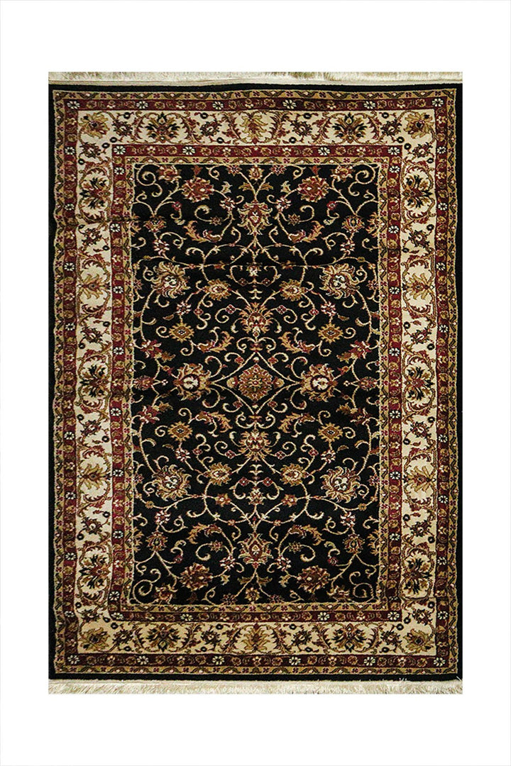 Classical and Traditional Design - 4.9 x 7.3 FT - Brown and Black - Emirfringes Rug - Superior Elegant Rug for Living Room - V Surfaces