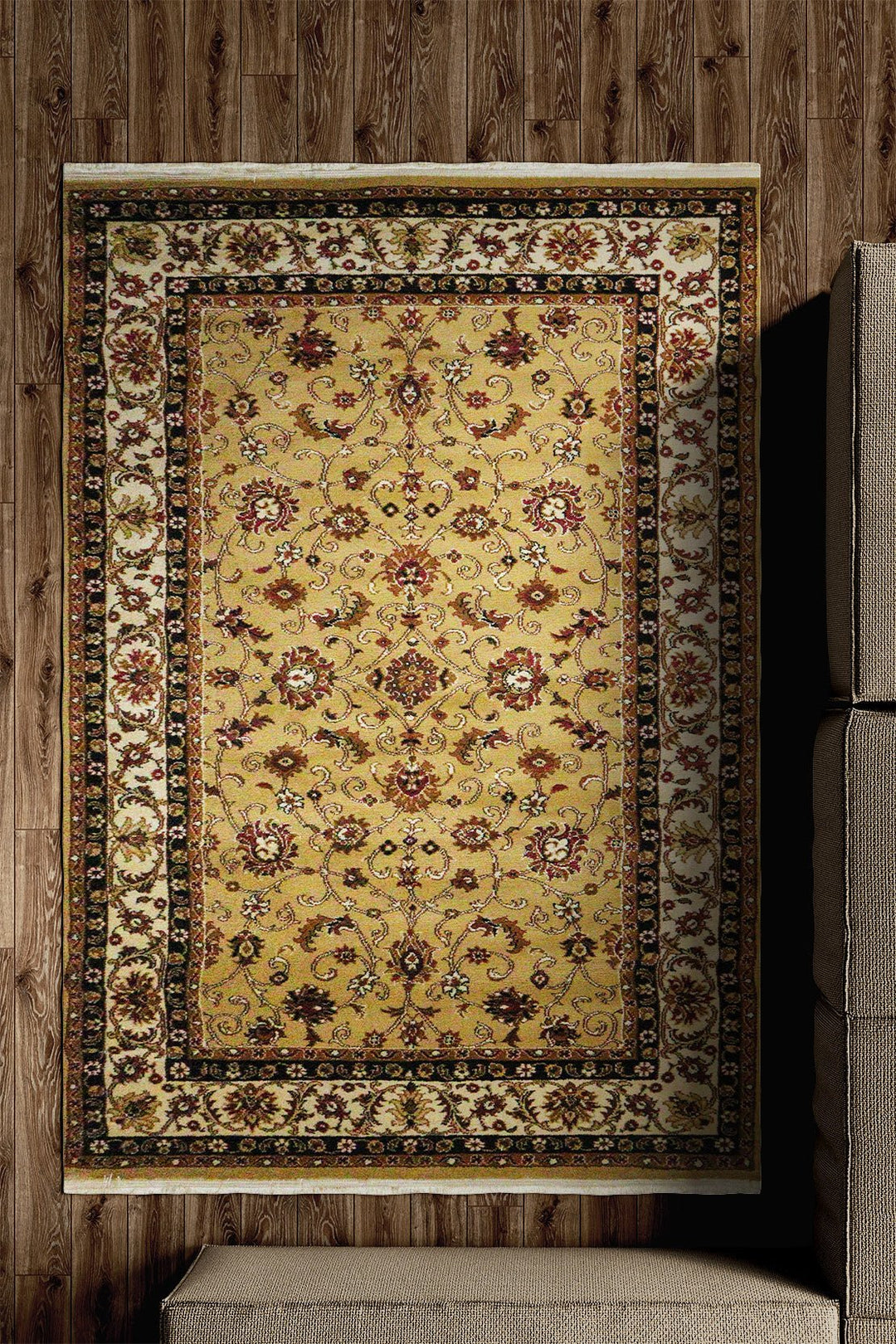 Classical and Traditional Design - 4.9 x 7.3 FT - Brown - Emirfringes Rug - Superior Elegant Rug for Living Room - V Surfaces