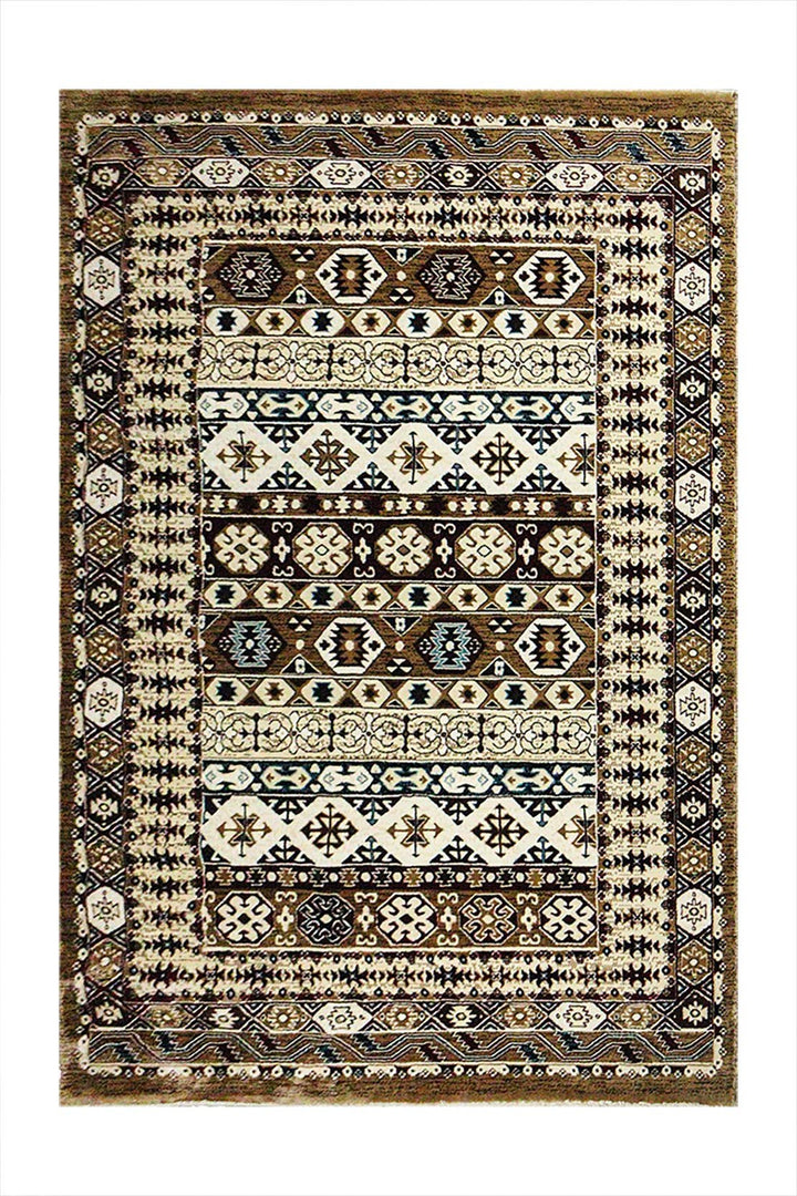 Classical and Traditional Design - 4.9 x 7.3 FT - Brown - Emirfringes Rug - Superior Elegant Rug for Living Room - V Surfaces