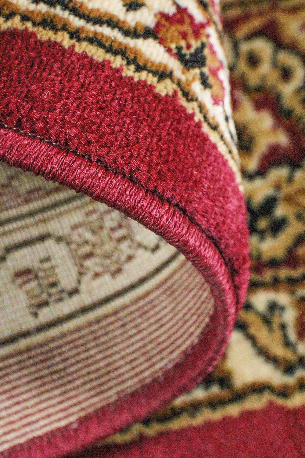 Classical and Traditional Design - 4.9 x 7.3 FT - Red - Emirfringes Rug - Superior Elegant Rug for Living Room - V Surfaces