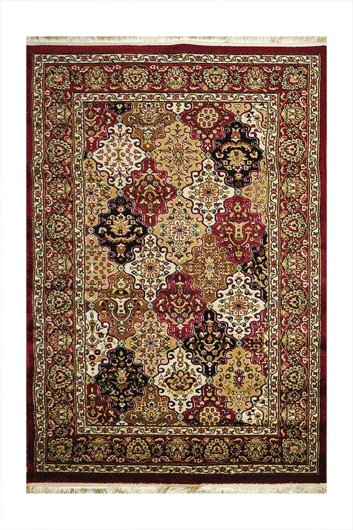Classical and Traditional Design - 4.9 x 7.3 FT - Red - Emirfringes Rug - Superior Elegant Rug for Living Room - V Surfaces