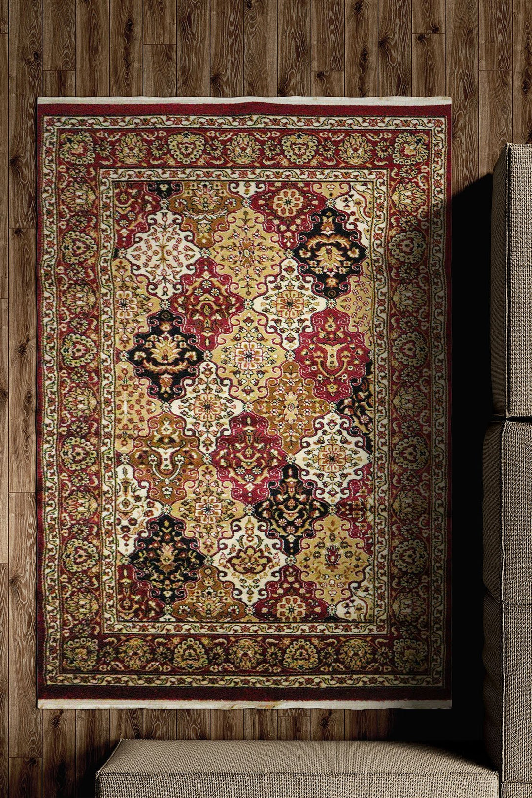 Classical and Traditional Design - 4.9 x 7.3 FT - Red - Emirfringes Rug - Superior Elegant Rug for Living Room - V Surfaces