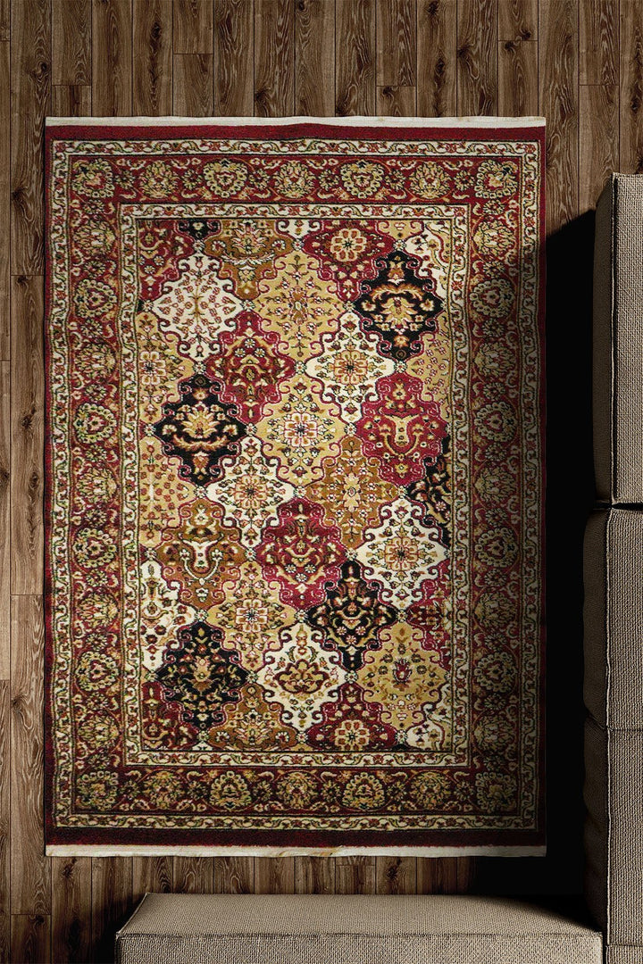 Classical and Traditional Design - 4.9 x 7.3 FT - Red - Emirfringes Rug - Superior Elegant Rug for Living Room - V Surfaces