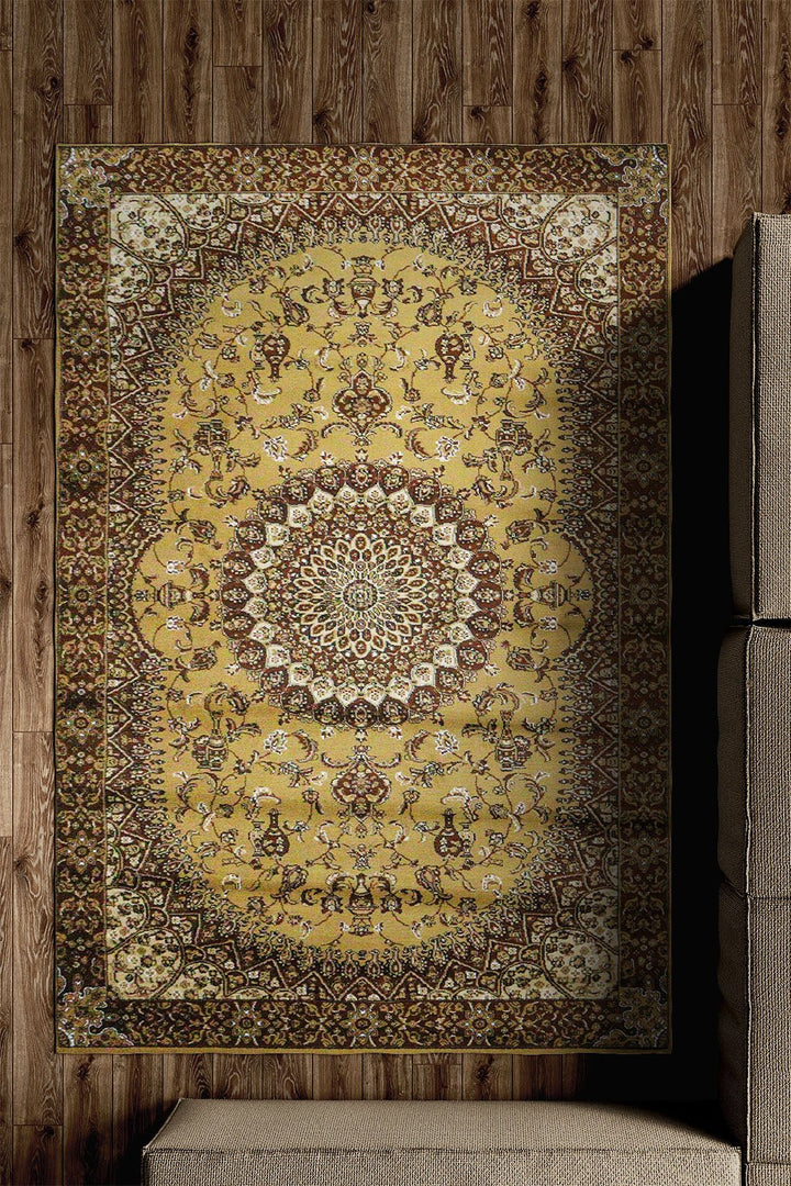 Classical and Traditional Design - 6.5 x 9.5 FT - Brown - Saffron Rug - Superior Elegant Rug for Living Room - V Surfaces