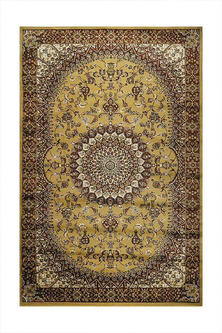 Classical and Traditional Design - 6.5 x 9.5 FT - Brown - Saffron Rug - Superior Elegant Rug for Living Room - V Surfaces