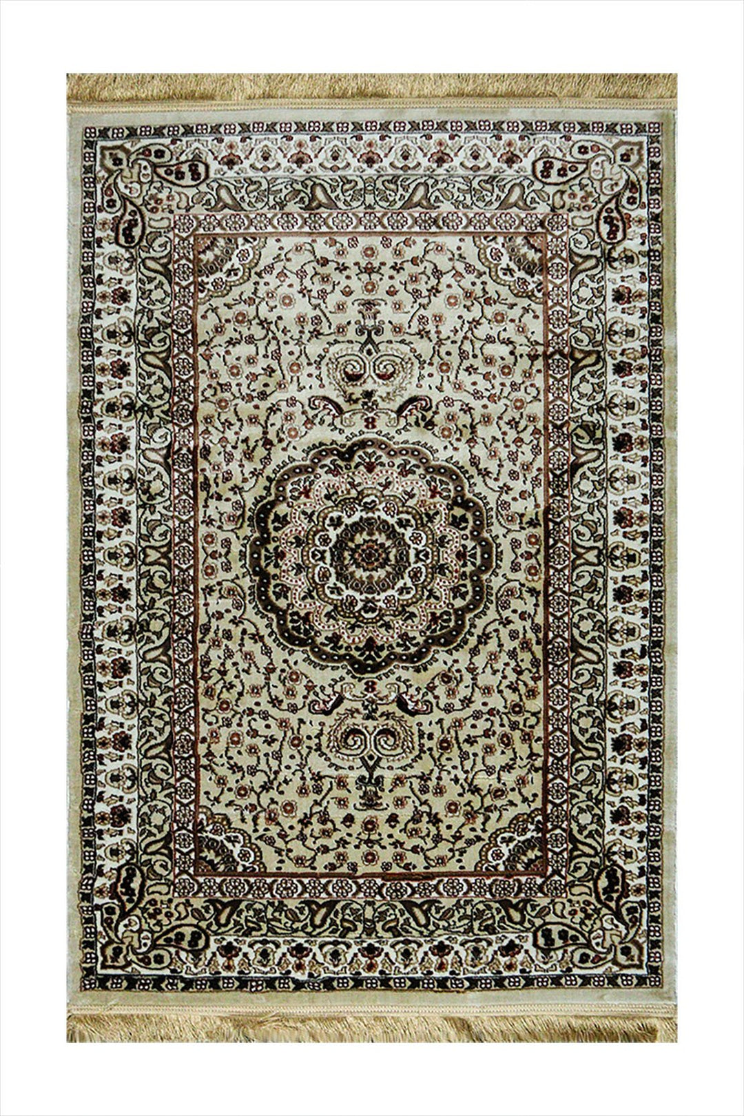 Classical Turkish Topaz Rug - 3.2 x 4.9 FT - Beige - Resilient Construction for Long - Lasting Use - V Surfaces