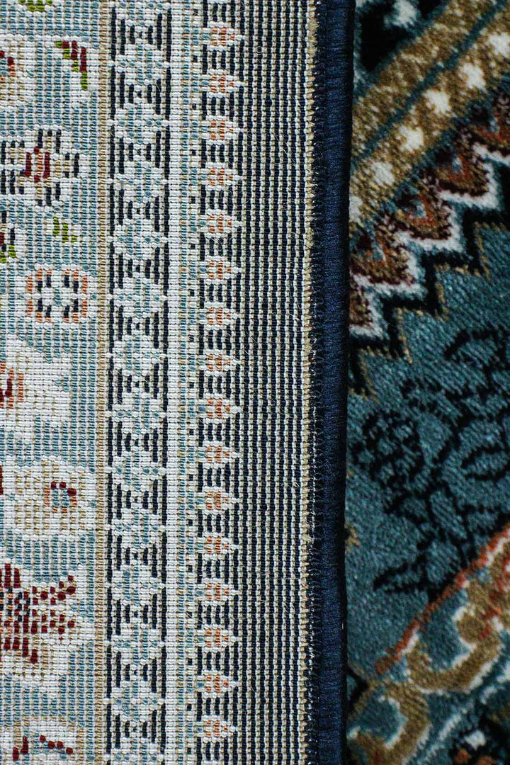 Classical Turkish Topaz Rug - 3.2 x 4.9 FT - Blue - Resilient Construction for Long - Lasting Use - V Surfaces