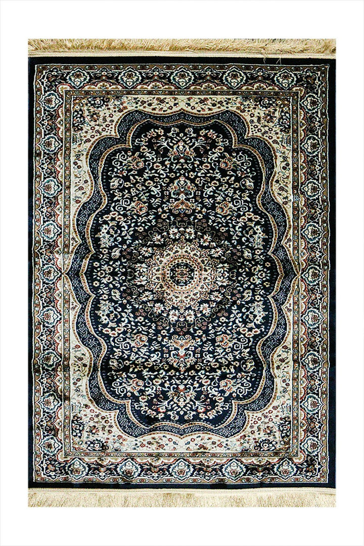 Classical Turkish Topaz Rug - 3.2 x 4.9 FT - Blue - Resilient Construction for Long - Lasting Use - V Surfaces