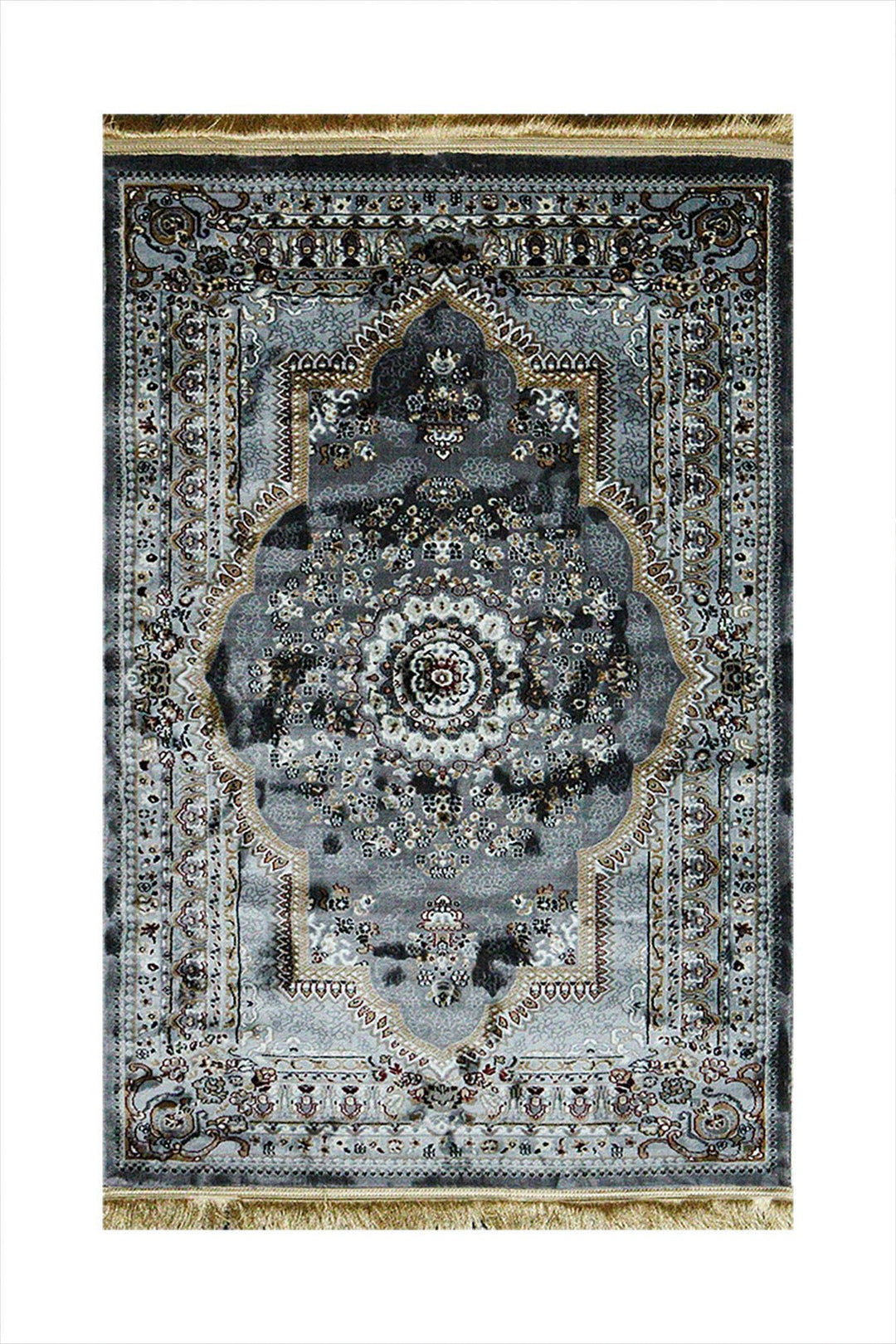 Classical Turkish Topaz Rug - 3.2 x 4.9 FT - Gray - Resilient Construction for Long - Lasting Use - V Surfaces