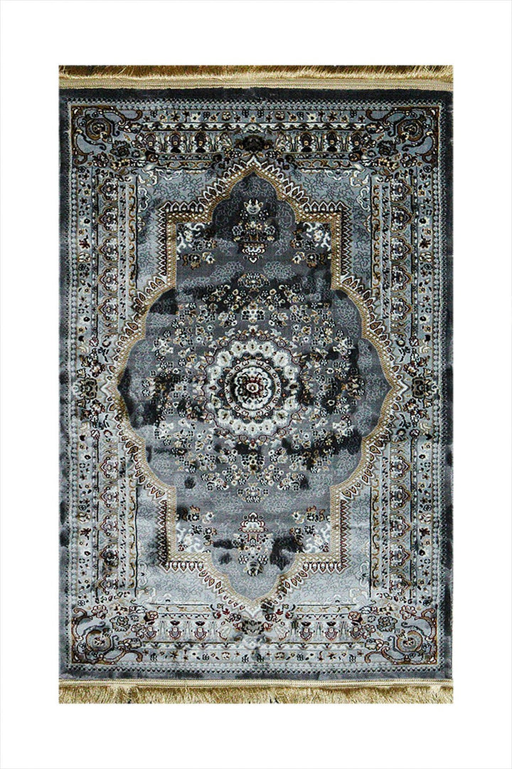 Classical Turkish Topaz Rug - 3.2 x 4.9 FT - Gray - Resilient Construction for Long - Lasting Use - V Surfaces