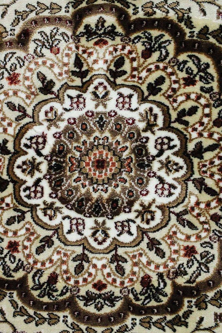 Classical Turkish Topaz Rug - 3.9 x 5.5 FT - Beige - Resilient Construction for Long - Lasting Use - V Surfaces