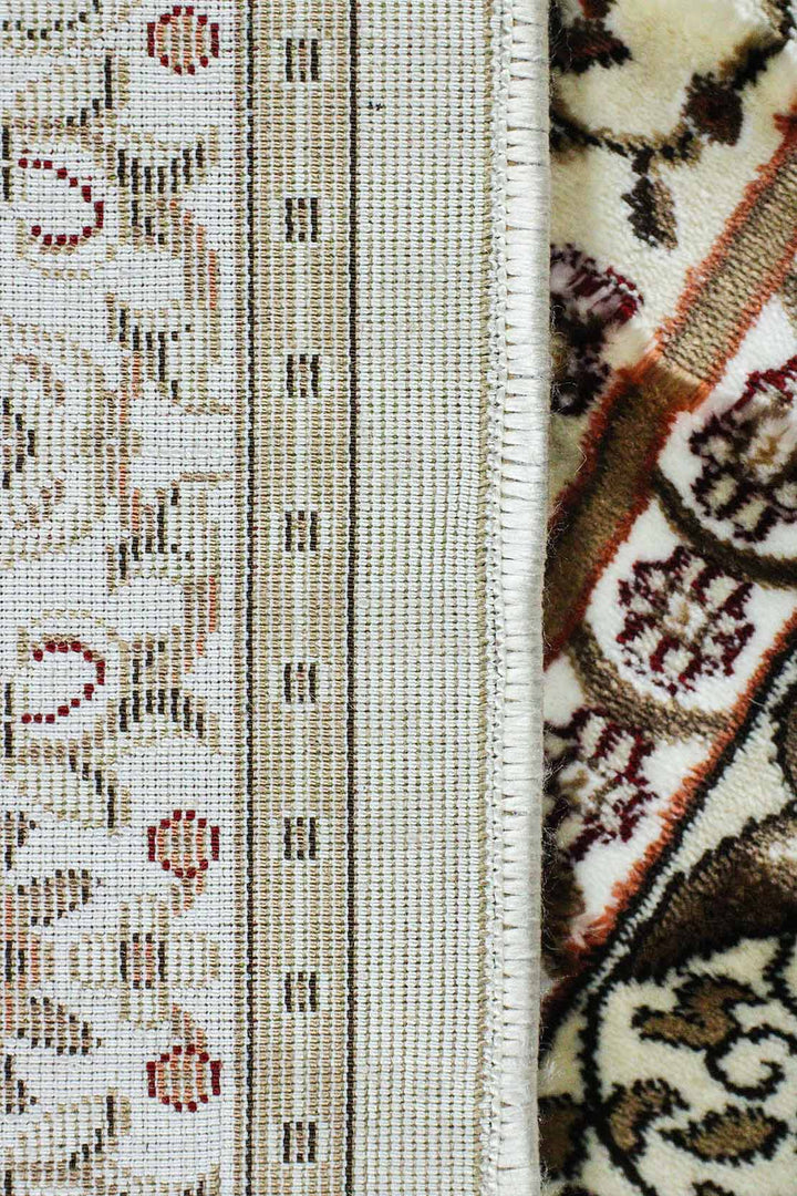 Classical Turkish Topaz Rug - 3.9 x 5.5 FT - Beige - Resilient Construction for Long - Lasting Use - V Surfaces