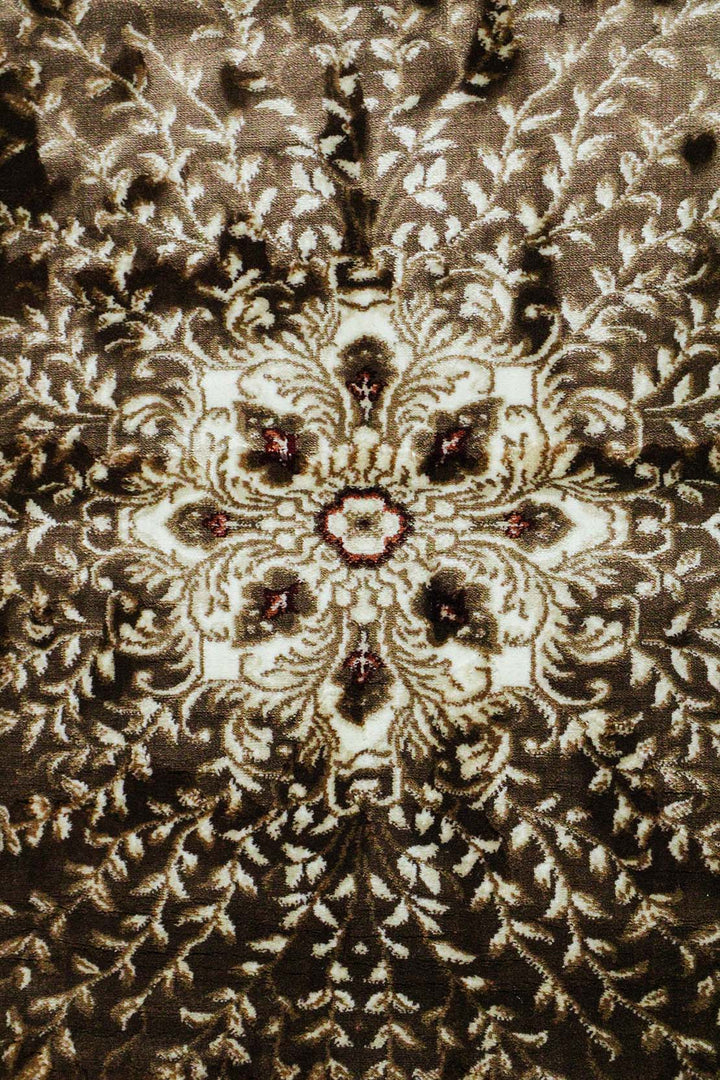Classical Turkish Topaz Rug - 3.9 x 5.5 FT - Brown and Cream - Resilient Construction for Long - Lasting Use - V Surfaces