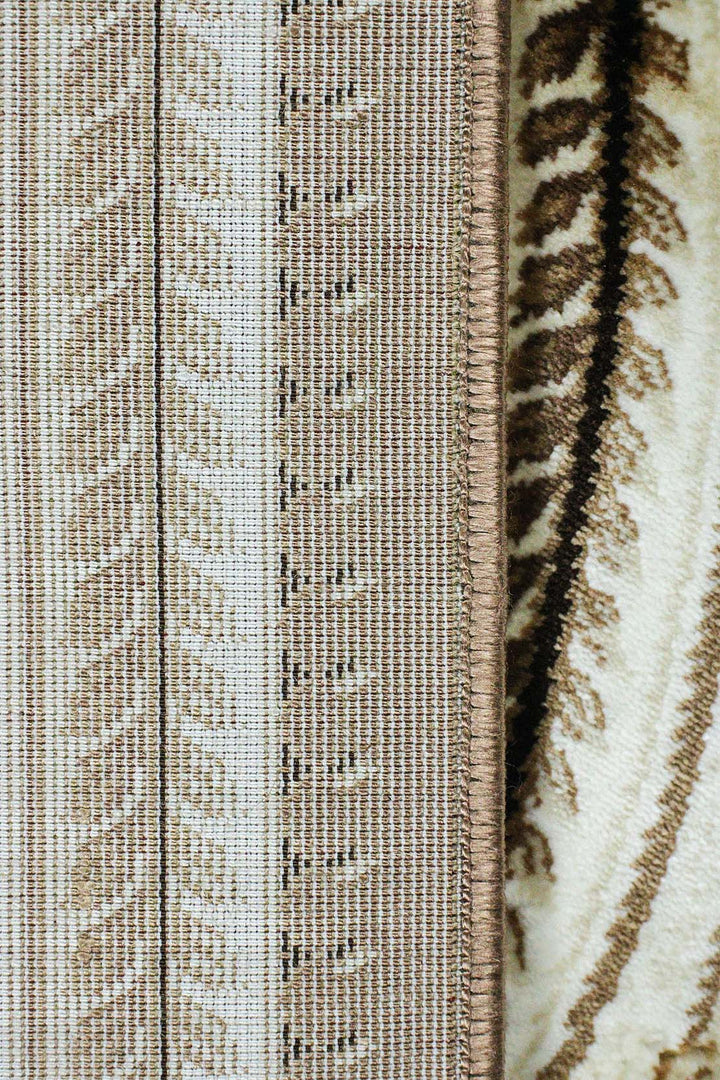 Classical Turkish Topaz Rug - 3.9 x 5.5 FT - Brown and Cream - Resilient Construction for Long - Lasting Use - V Surfaces