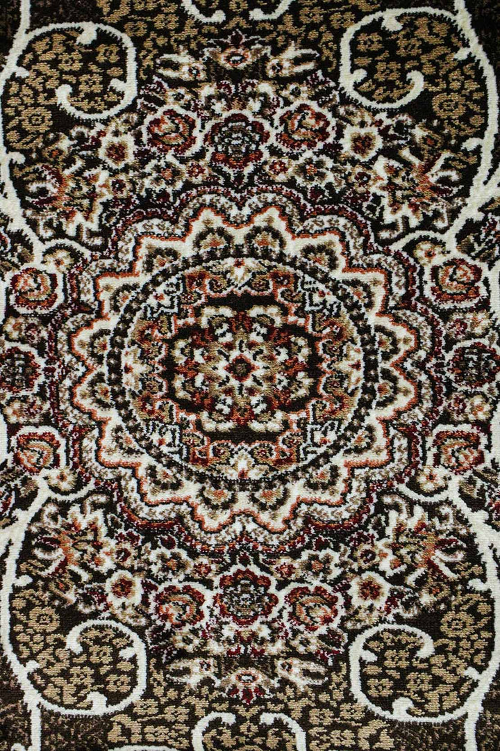 Classical Turkish Topaz Rug - 3.9 x 5.5 FT - Brown - Resilient Construction for Long - Lasting Use - V Surfaces