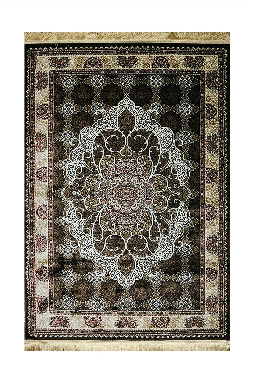 Classical Turkish Topaz Rug - 3.9 x 5.5 FT - Brown - Resilient Construction for Long - Lasting Use - V Surfaces
