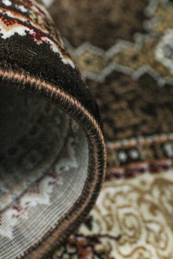 Classical Turkish Topaz Rug - 3.9 x 5.5 FT - Brown - Resilient Construction for Long - Lasting Use - V Surfaces
