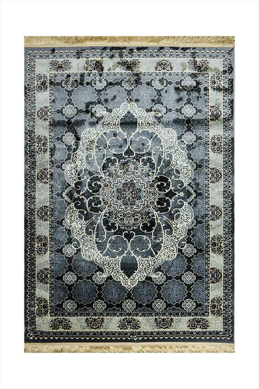 Classical Turkish Topaz Rug - 3.9 x 5.5 FT - Gray - Resilient Construction for Long - Lasting Use - V Surfaces