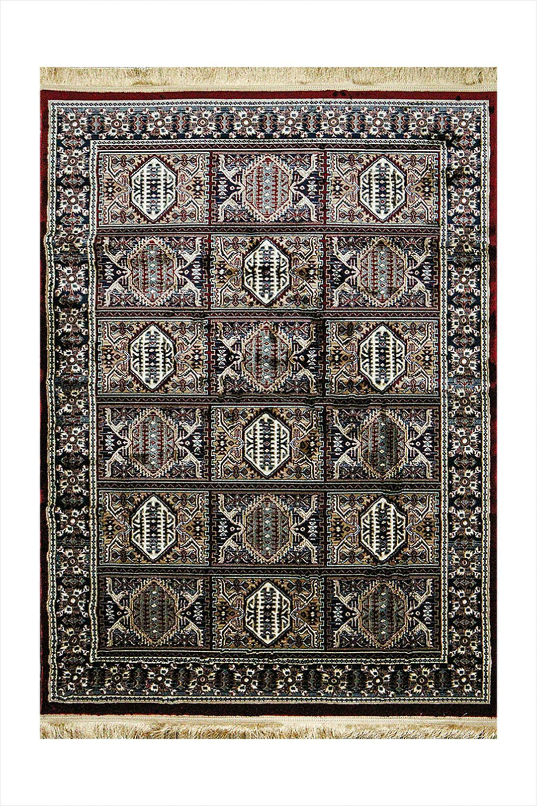 Classical Turkish Topaz Rug - 3.9 x 5.5 FT - Red - Resilient Construction for Long - Lasting Use - V Surfaces