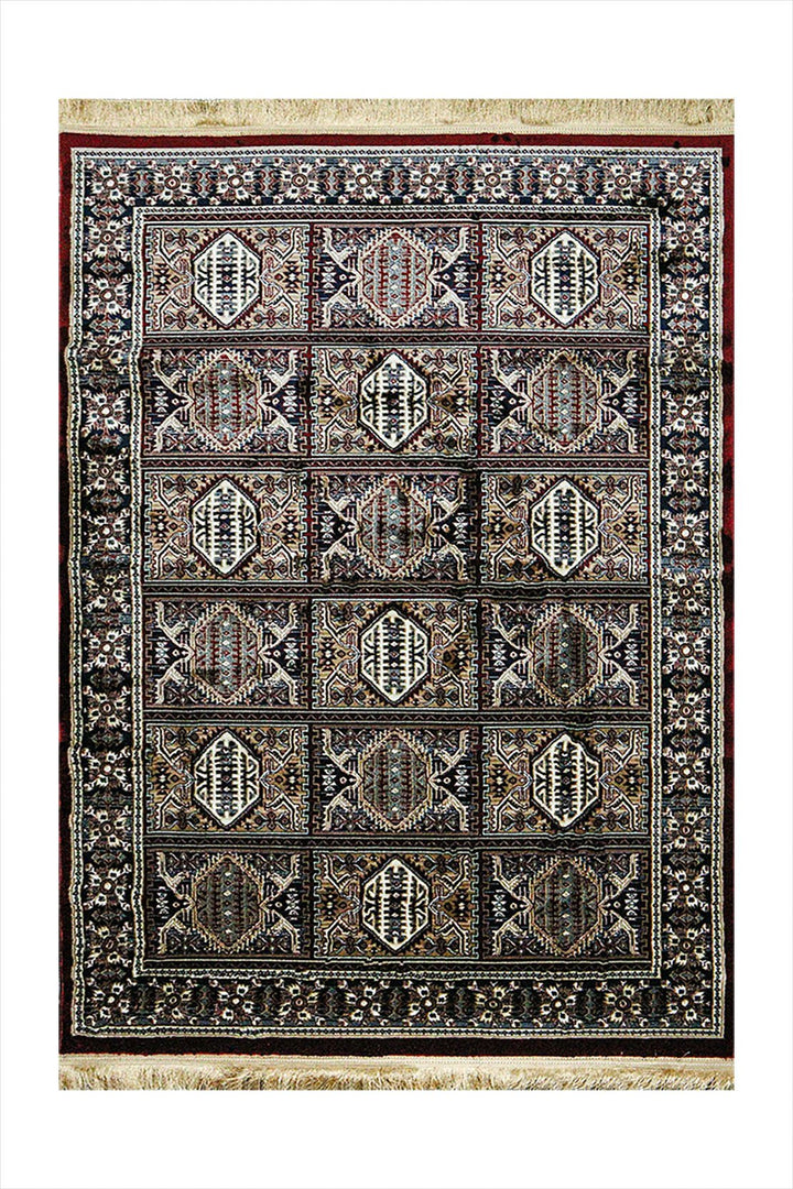 Classical Turkish Topaz Rug - 3.9 x 5.5 FT - Red - Resilient Construction for Long - Lasting Use - V Surfaces