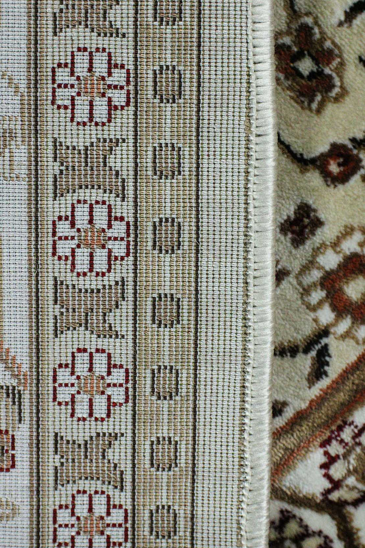 Classical Turkish Topaz Rug - 4.9 x 7.3 FT - Beige - Resilient Construction for Long - Lasting Use - V Surfaces
