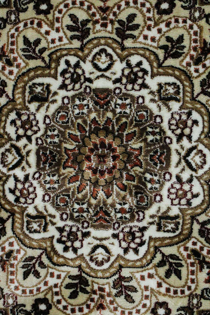 Classical Turkish Topaz Rug - 4.9 x 7.3 FT - Beige - Resilient Construction for Long - Lasting Use - V Surfaces