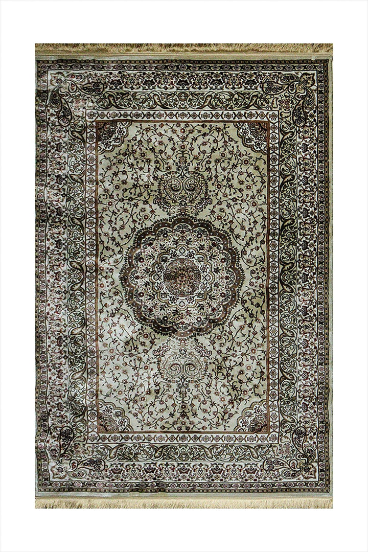 Classical Turkish Topaz Rug - 4.9 x 7.3 FT - Beige - Resilient Construction for Long - Lasting Use - V Surfaces