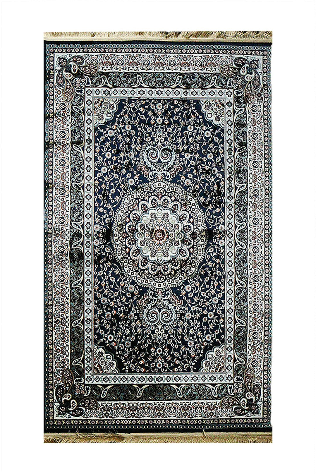 Classical Turkish Topaz Rug - 4.9 x 7.3 FT - Blue - Resilient Construction for Long - Lasting Use - V Surfaces
