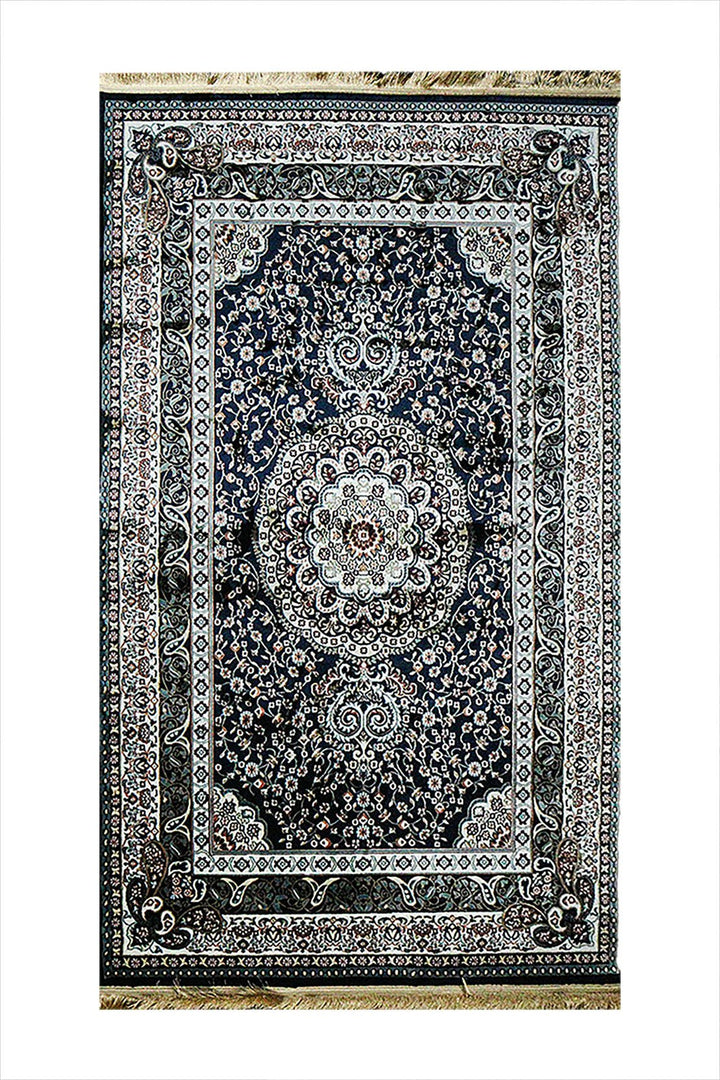 Classical Turkish Topaz Rug - 4.9 x 7.3 FT - Blue - Resilient Construction for Long - Lasting Use - V Surfaces