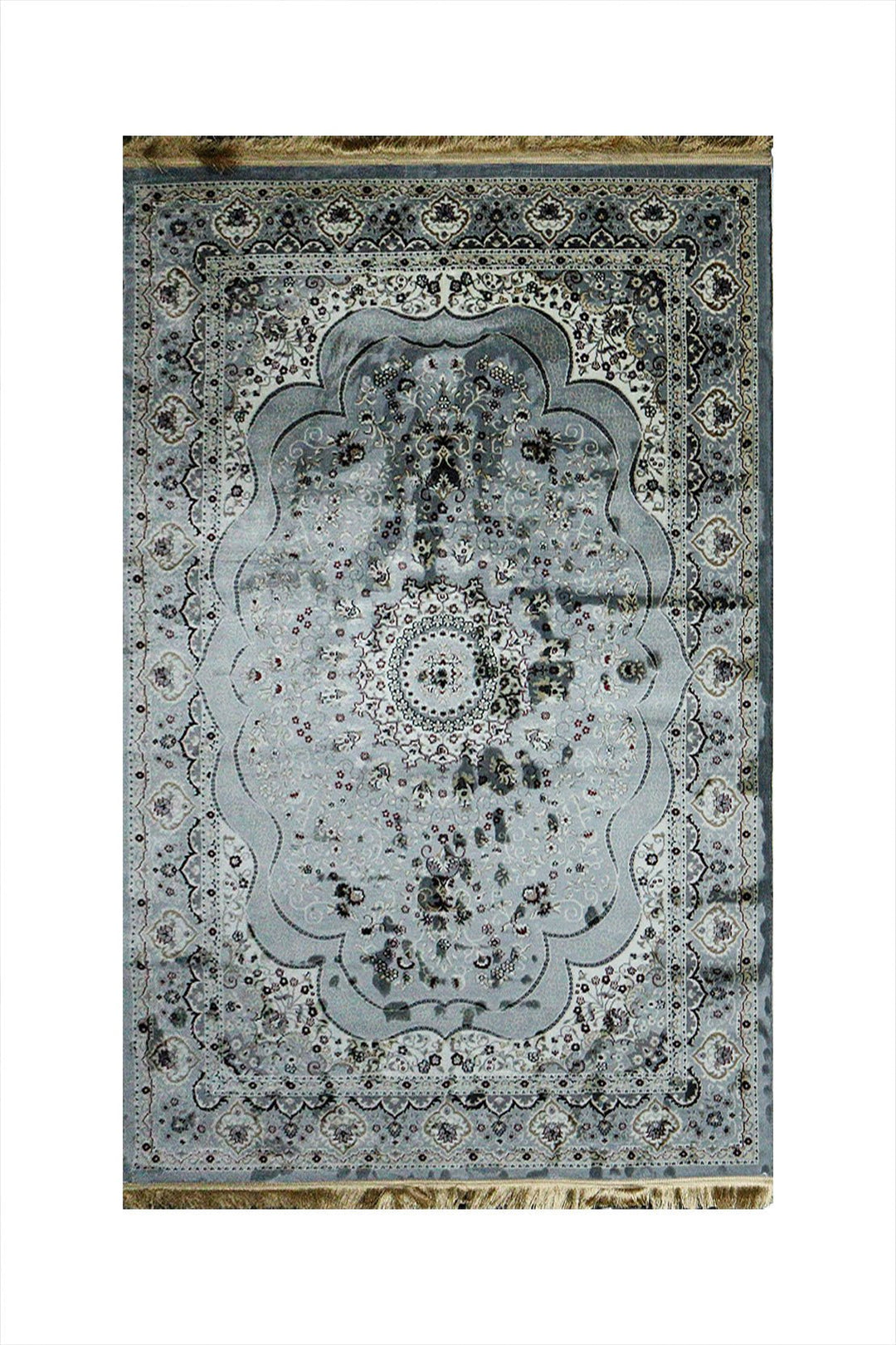 Classical Turkish Topaz Rug - 4.9 x 7.3 FT - Gray - Resilient Construction for Long - Lasting Use - V Surfaces