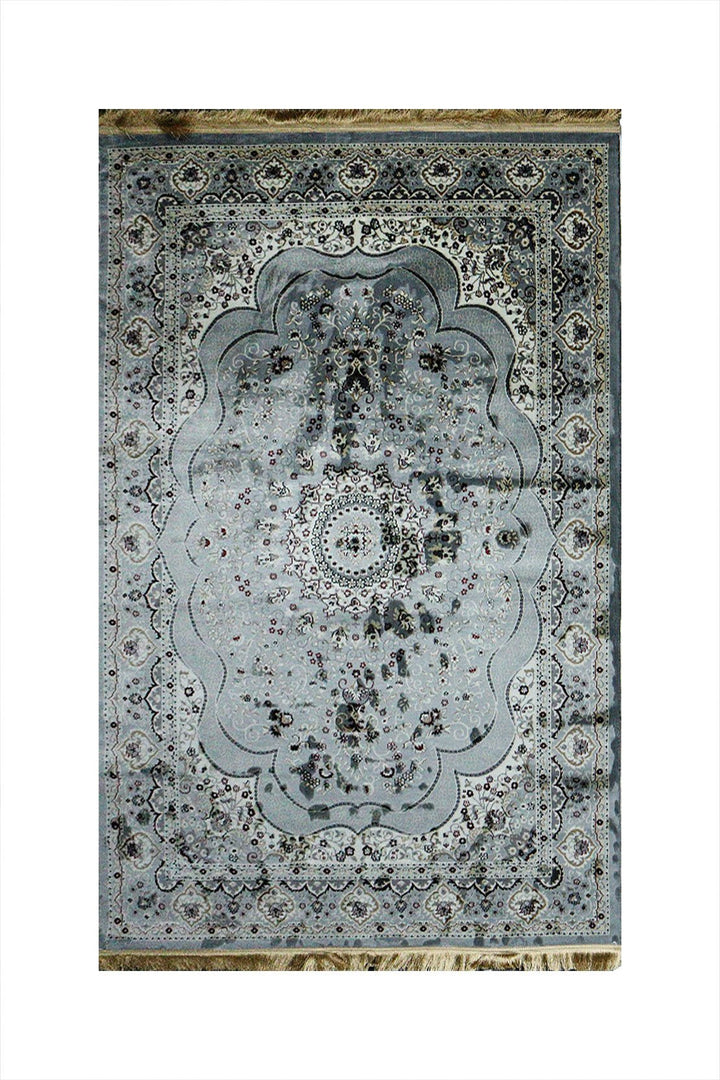 Classical Turkish Topaz Rug - 4.9 x 7.3 FT - Gray - Resilient Construction for Long - Lasting Use - V Surfaces