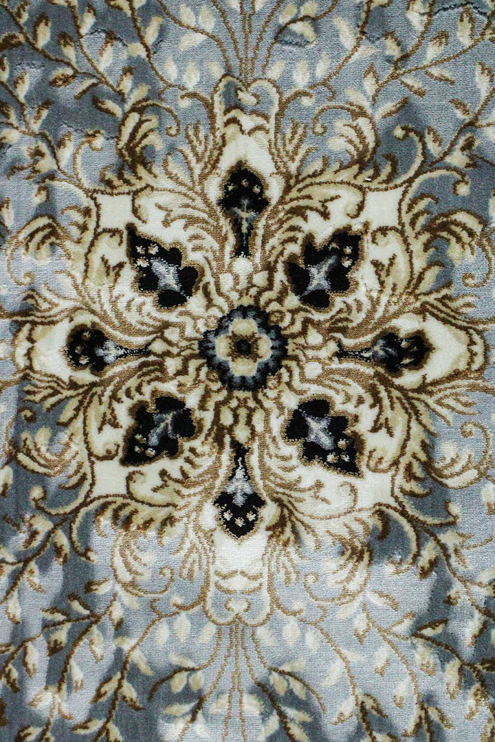 Classical Turkish Topaz Rug - 4.9 x 7.3 FT - Gray - Resilient Construction for Long - Lasting Use - V Surfaces