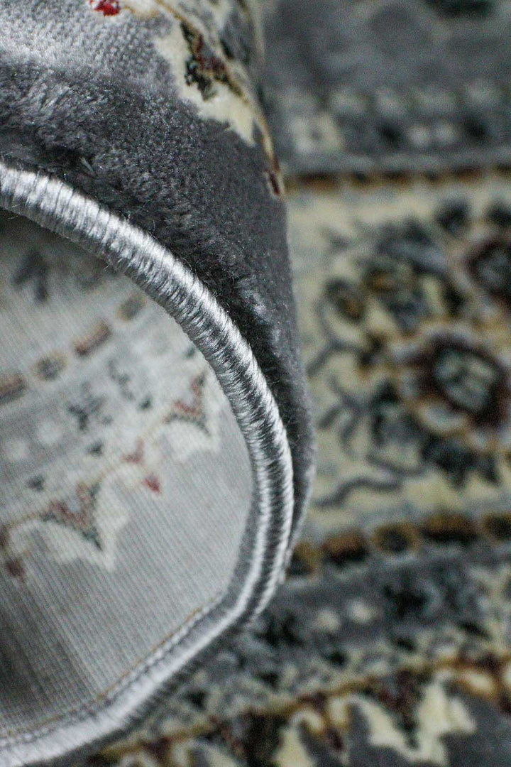 Classical Turkish Topaz Rug - 4.9 x 7.3 FT - Gray - Resilient Construction for Long - Lasting Use - V Surfaces