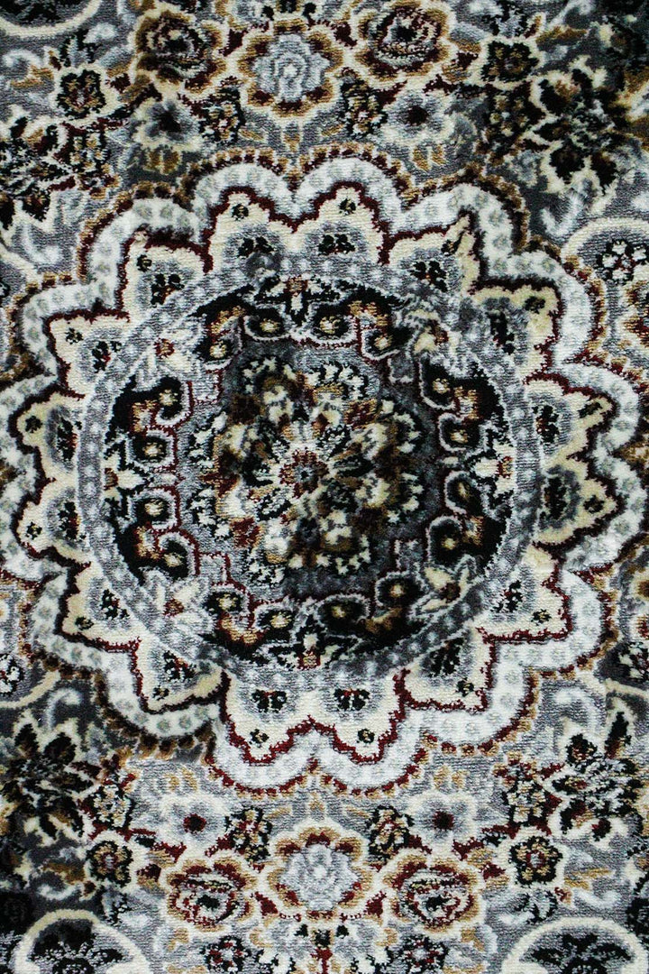 Classical Turkish Topaz Rug - 4.9 x 7.3 FT - Gray - Resilient Construction for Long - Lasting Use - V Surfaces