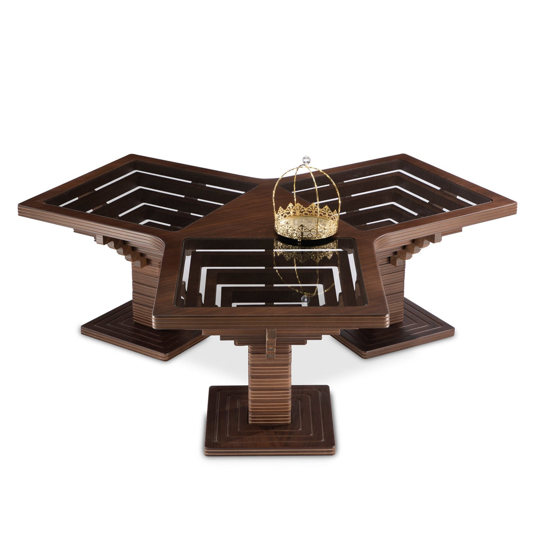 Erguvan Model - Turkish Natural Walnut Coated Center Table, Wooden Rustic, Room Furniture - V Surfaces