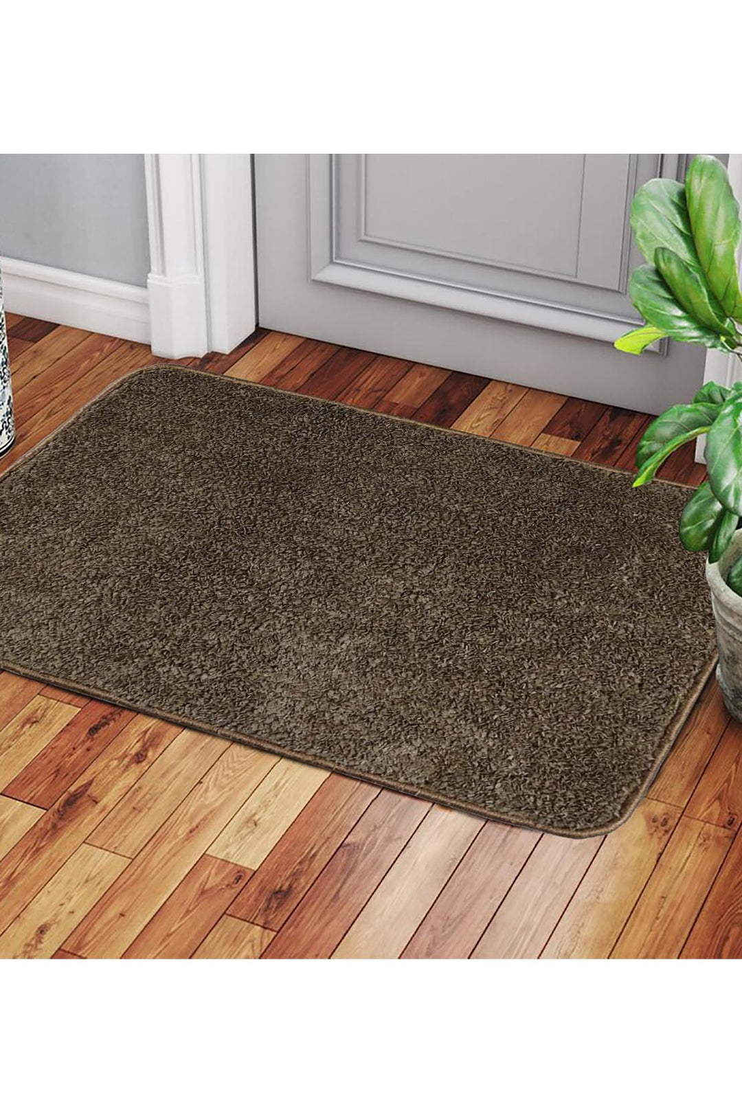 Fabric Shaggy Door Mat D- Brown - V Surfaces