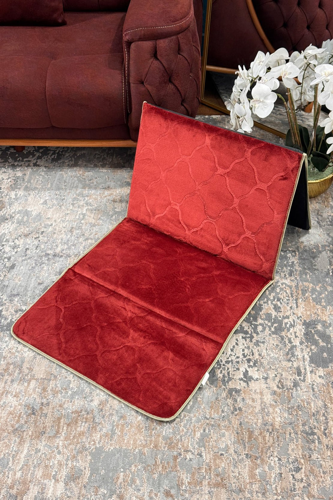 Foldable Prayer Mat Prayer Rug with Backrest - Janamaz - V Surfaces