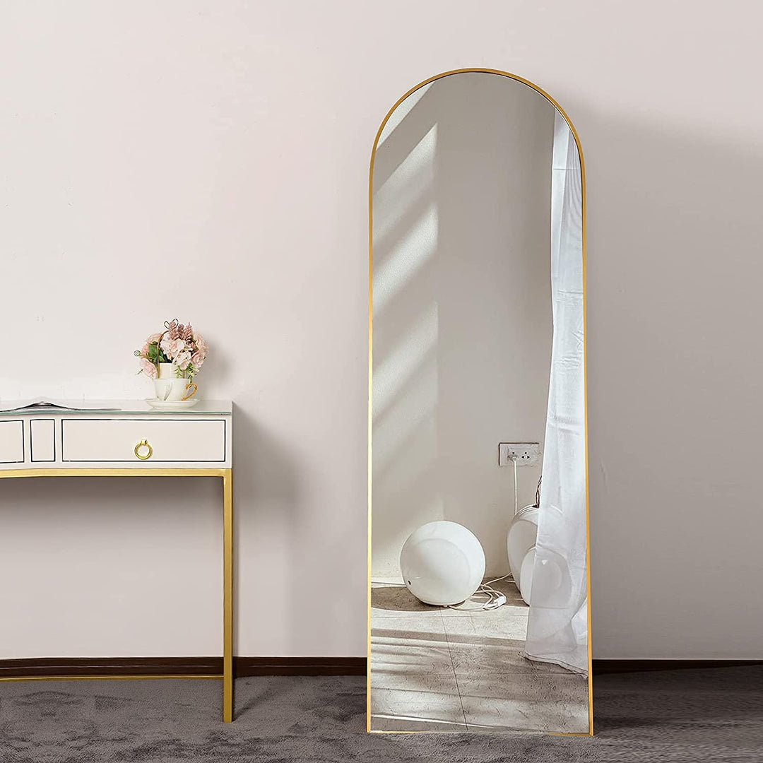 Full Length Luxe U Mirror - Gold- Large Bedroom Mirror, Leaning Against Wall - V Surfaces