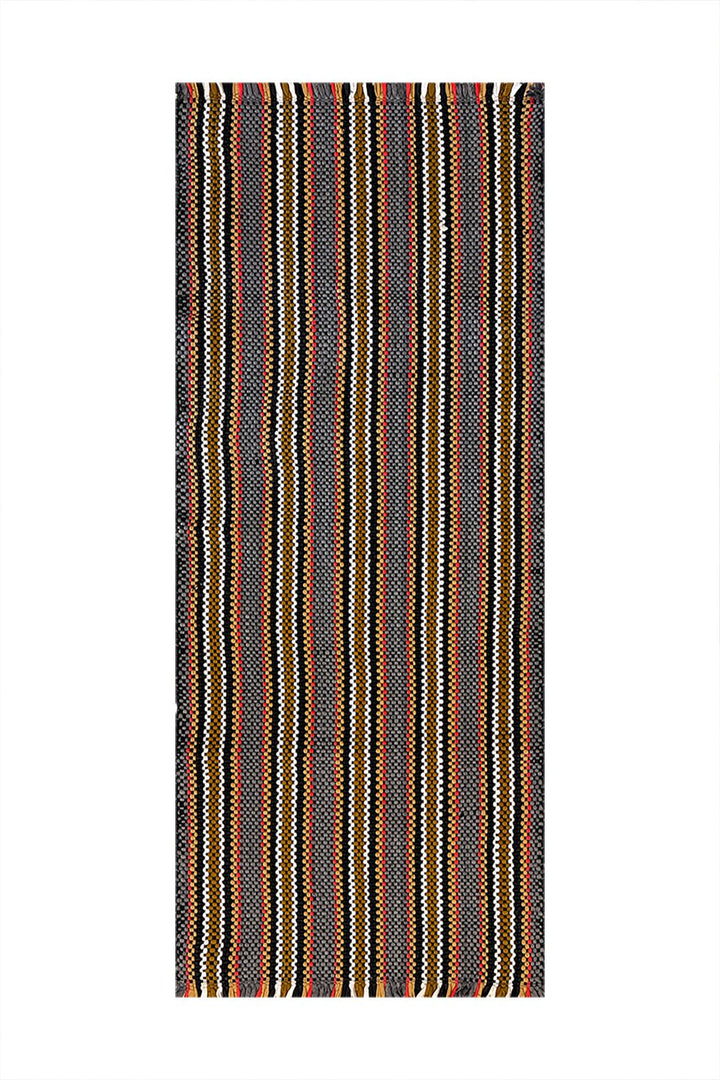 Hand Woven Modern Khaddi Rug - 1.9 x 5.9 FT - Gray and Brown - V Surfaces