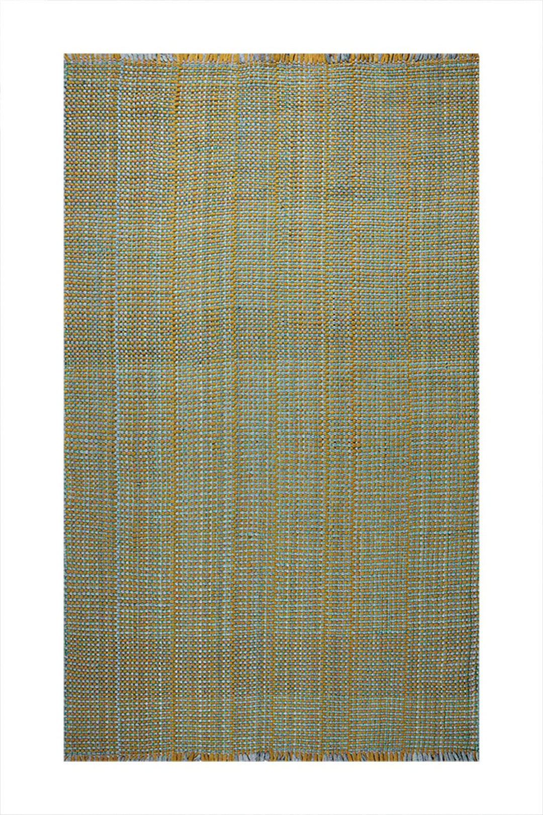 Hand Woven Modern Khaddi Rug - 2.9 x 5.0 FT - Gray and Yellow - V Surfaces