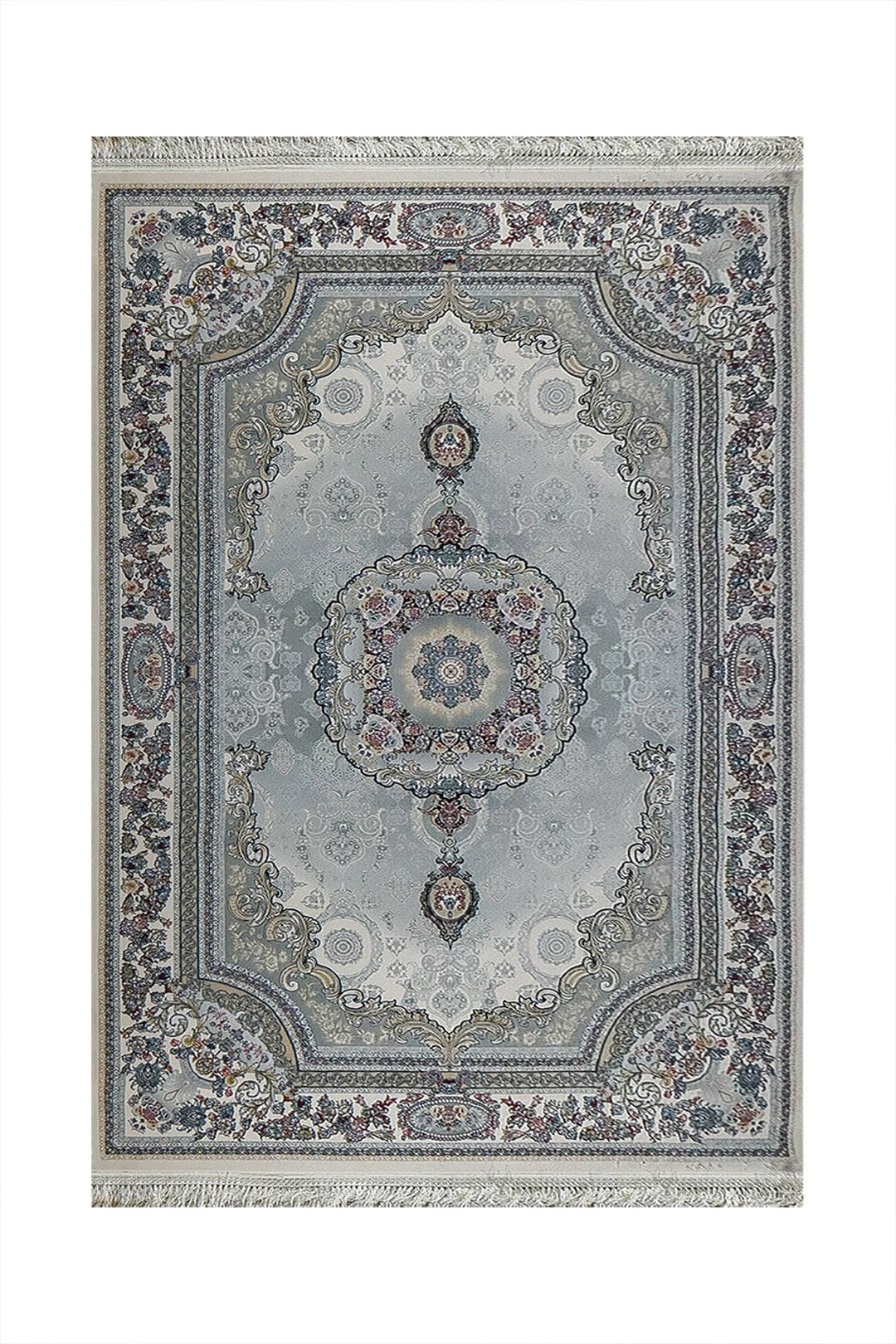Irani Rug Authentic Persian - 3.9 x 7.4 FT - Gray and Cream - Premium Quality Rug - V Surfaces