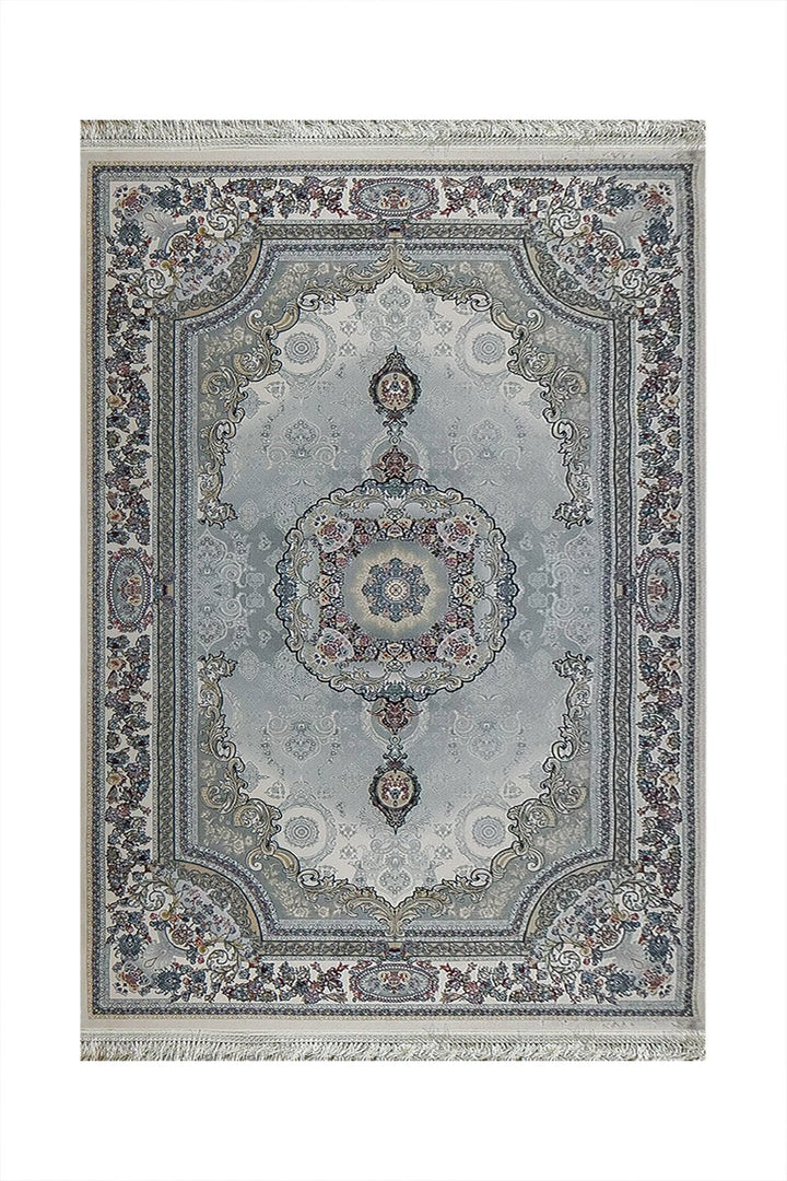 Irani Rug Authentic Persian - 3.9 x 7.4 FT - Gray and Cream - Premium Quality Rug - V Surfaces