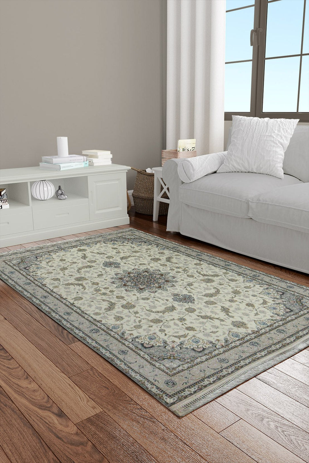 Iranian Premium Quality Authentic 1500 Rug - 3.9 x 5.5 FT - Beige - Resilient Construction for Long-Lasting Use - V Surfaces