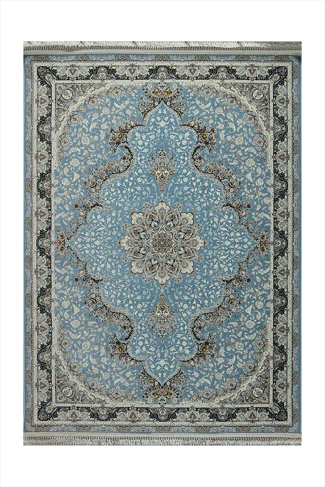 Iranian Premium Quality Authentic 1500 Rug - 3.9 x 5.5 FT - Blue - Resilient Construction for Long-Lasting Use - V Surfaces