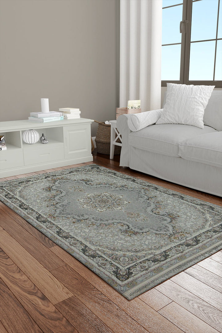 Iranian Premium Quality Authentic 1500 Rug - 3.9 x 5.5 FT - Gray - Resilient Construction for Long-Lasting Use - V Surfaces
