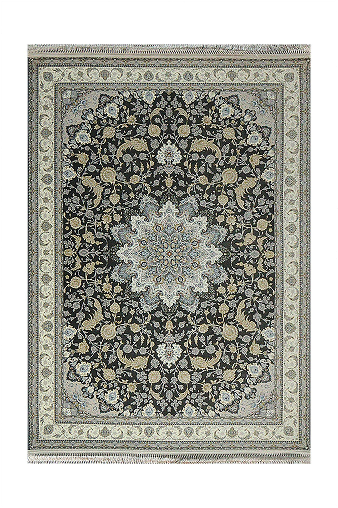 Iranian Premium Quality Authentic 1500 Rug - 3.9 x 5.5 FT - Gray - Resilient Construction for Long-Lasting Use - V Surfaces