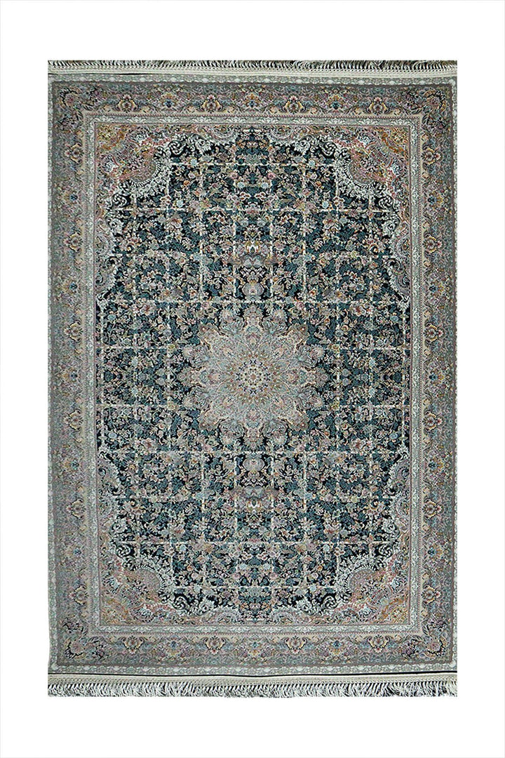 Iranian Premium Quality Authentic 1500 Rug - 4.9 x 7.3 FT - Blue - Resilient Construction for Long - Lasting Use - V Surfaces