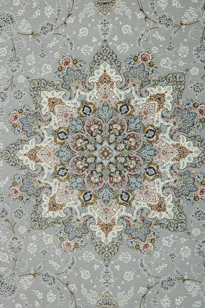 Iranian Premium Quality Authentic 1500 Rug - 4.9 x 7.3 FT - Gray and Cream - Resilient Construction for Long-Lasting Use - V Surfaces