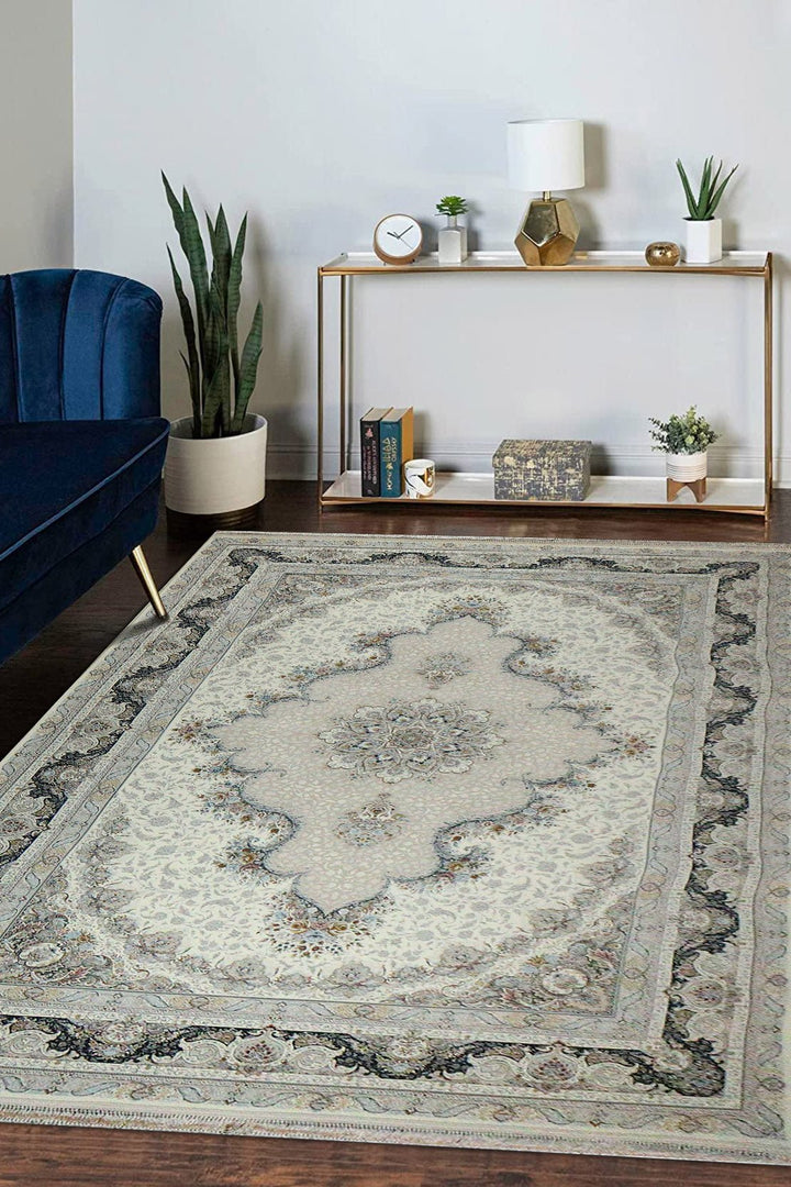 Iranian Premium Quality Authentic 1500 Rug - 6.5 x 9.8 FT - Cream - Resilient Construction for Long-Lasting Use - V Surfaces