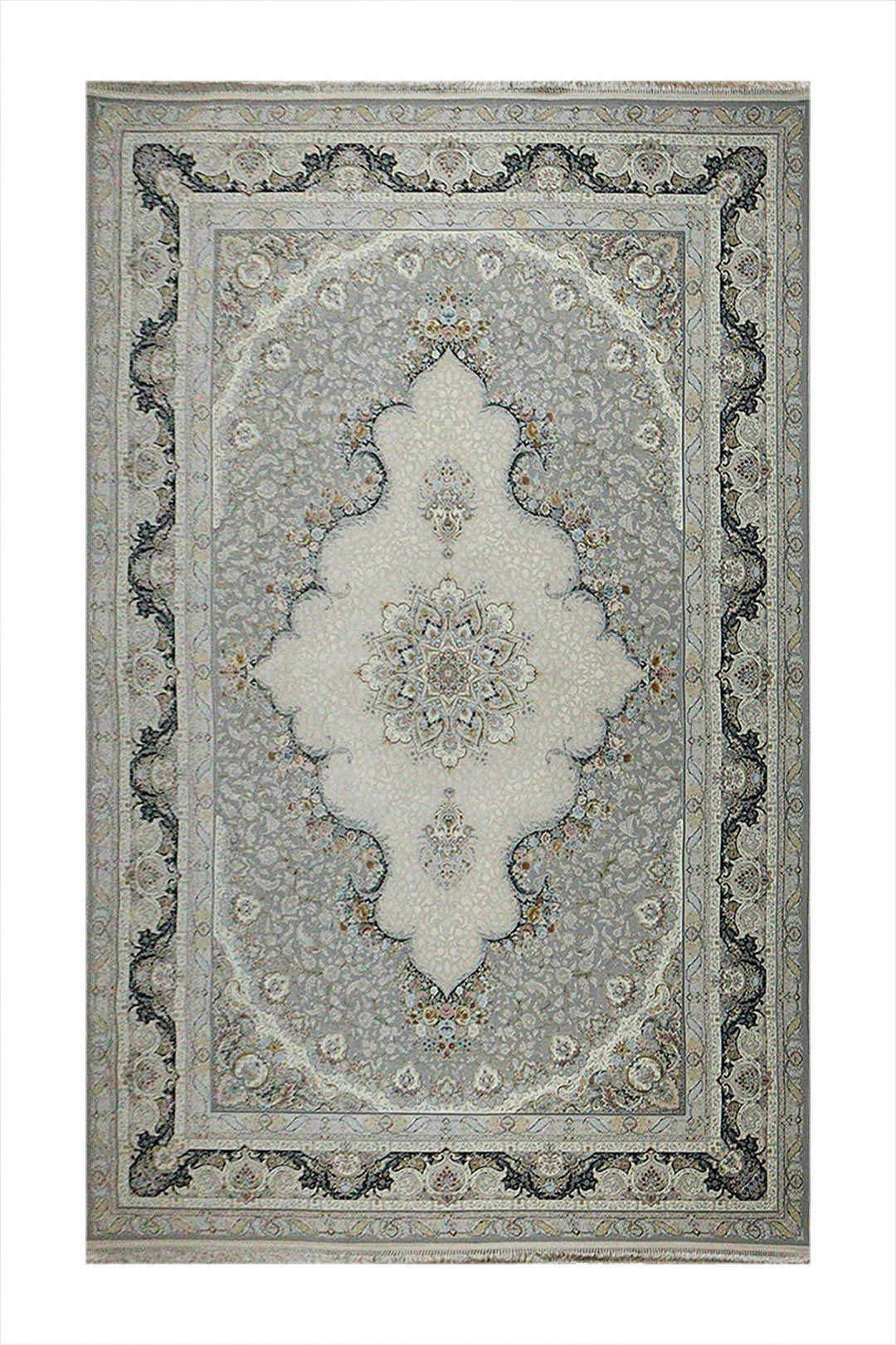 Iranian Premium Quality Authentic 1500 Rug - 6.5 x 9.8 FT - Gray - Resilient Construction for Long-Lasting Use - V Surfaces